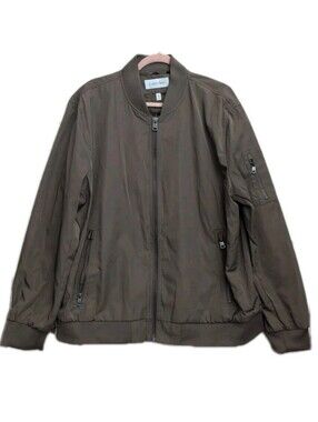 Calvin Klein Bomber Jacket Tan Men's Size XL Tan Brown Zip Up Pockets  NWT